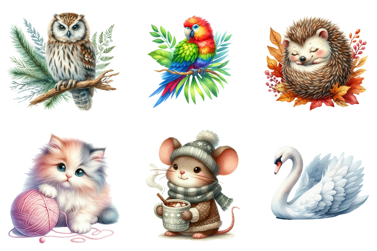 Watercolor Animal Clipart, a Seasonal Illustration by DreamArtGraphic (Photo 2 of 4)