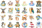 Summer Beach Animal Sublimation Clip, an Illustration by Sublimation Artist (Thumbnail 2 of 6)