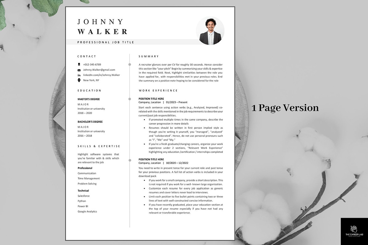 Resume/CV classic photo template, a Resume Template by The Career Lab (Photo 3 of 10)