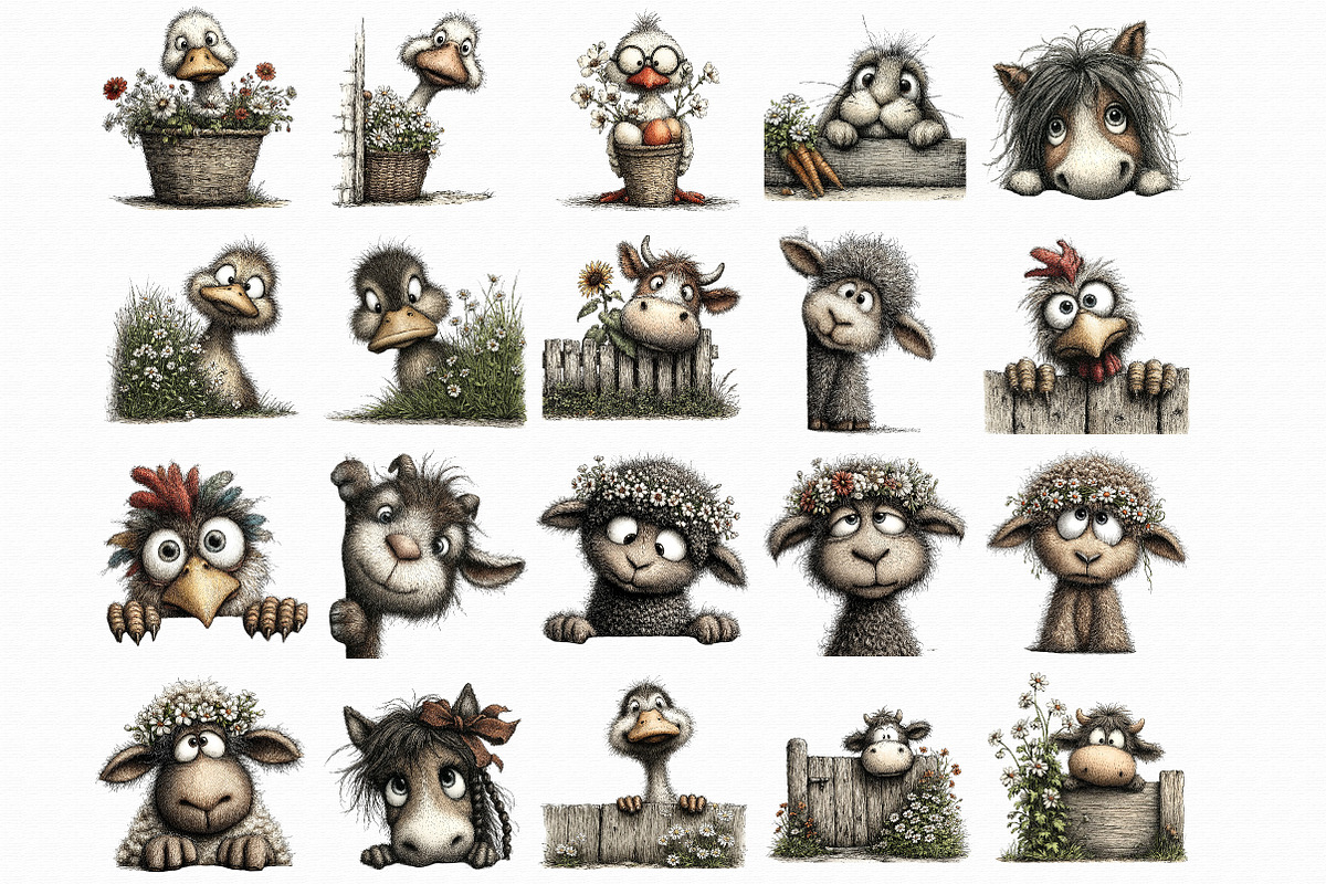 Peeking Farm Animals Clipart PNG Bun, an Illustration by Libby Wishes (Photo 4 of 4)