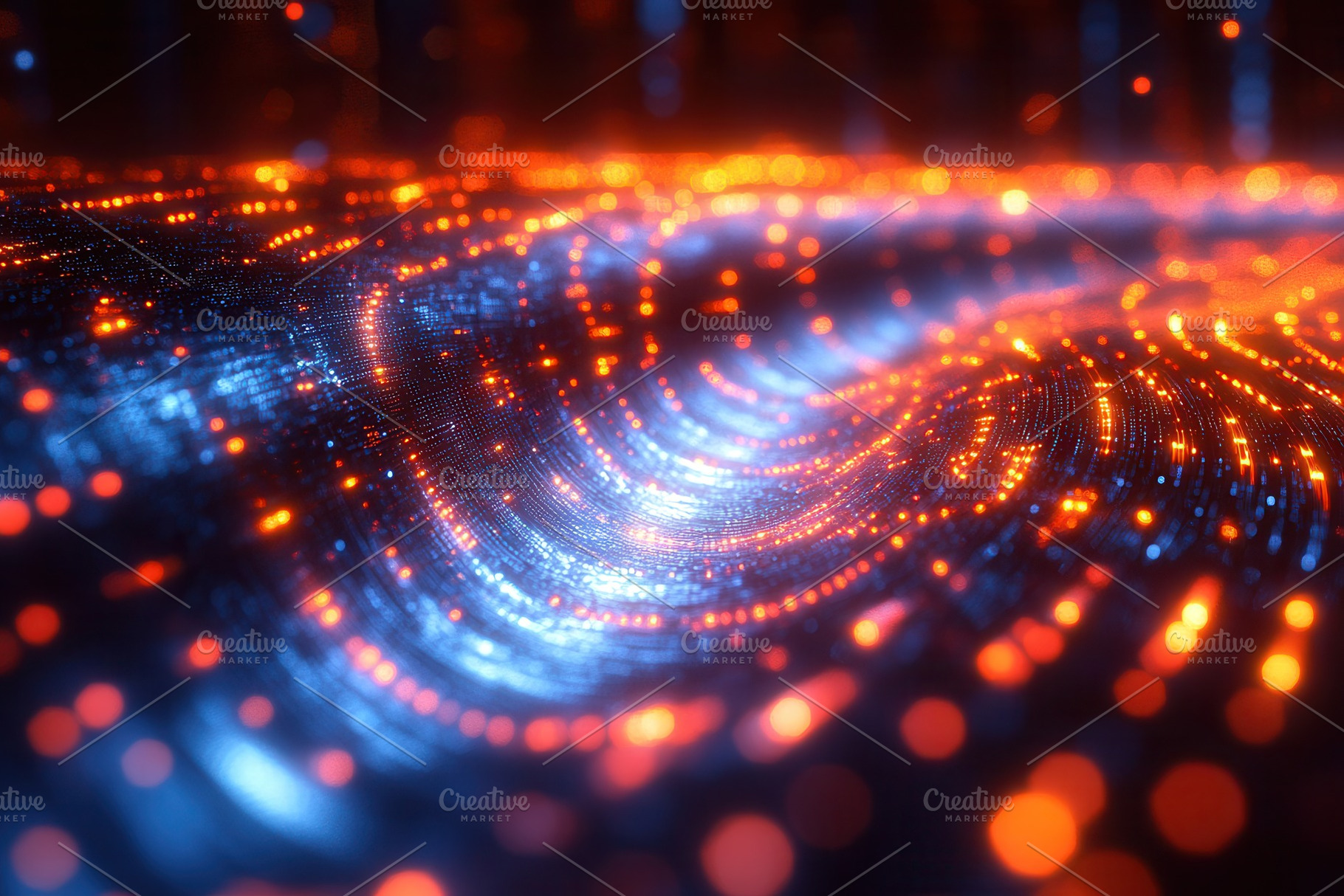 Vibrant abstract pattern of glowing, a Photo by Tanuart