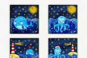 Watercolor clipart Sea Voyage, an Animal Illustration by Vikeriya (Thumbnail 3 of 8)