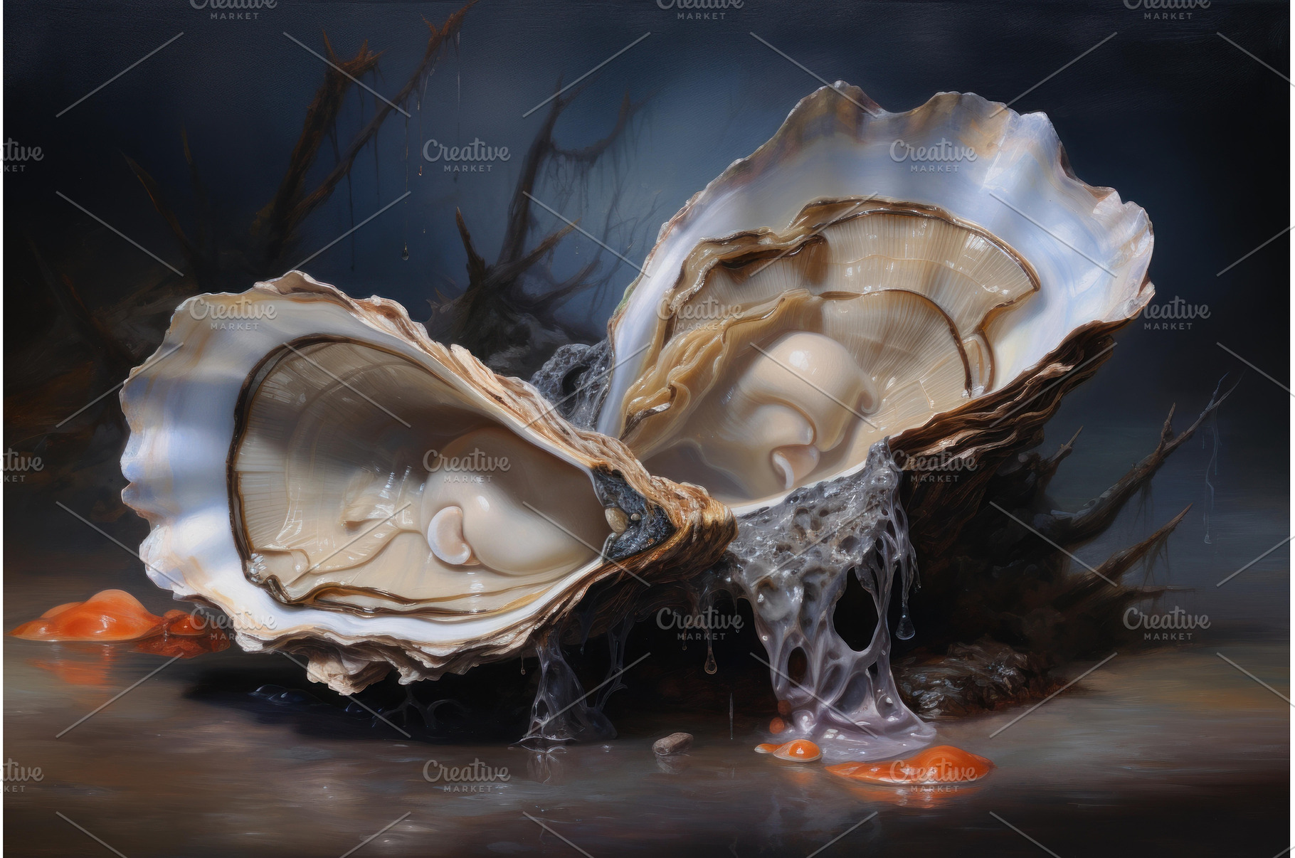 Iridescent Oyster open shell, a Food & Drink Photo by Ylivdesign