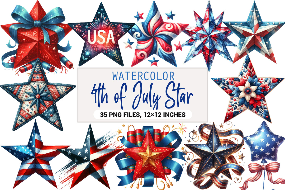 4th of July Star Clipart, an Illustration by DreamArtGraphic (Photo 1 of 4)