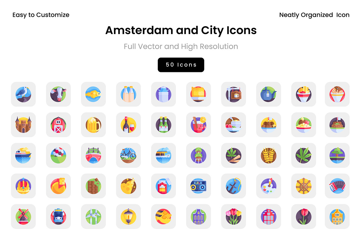 Amsterdam and City Icons, a Solid Icon by Wencory (Photo 2 of 2)