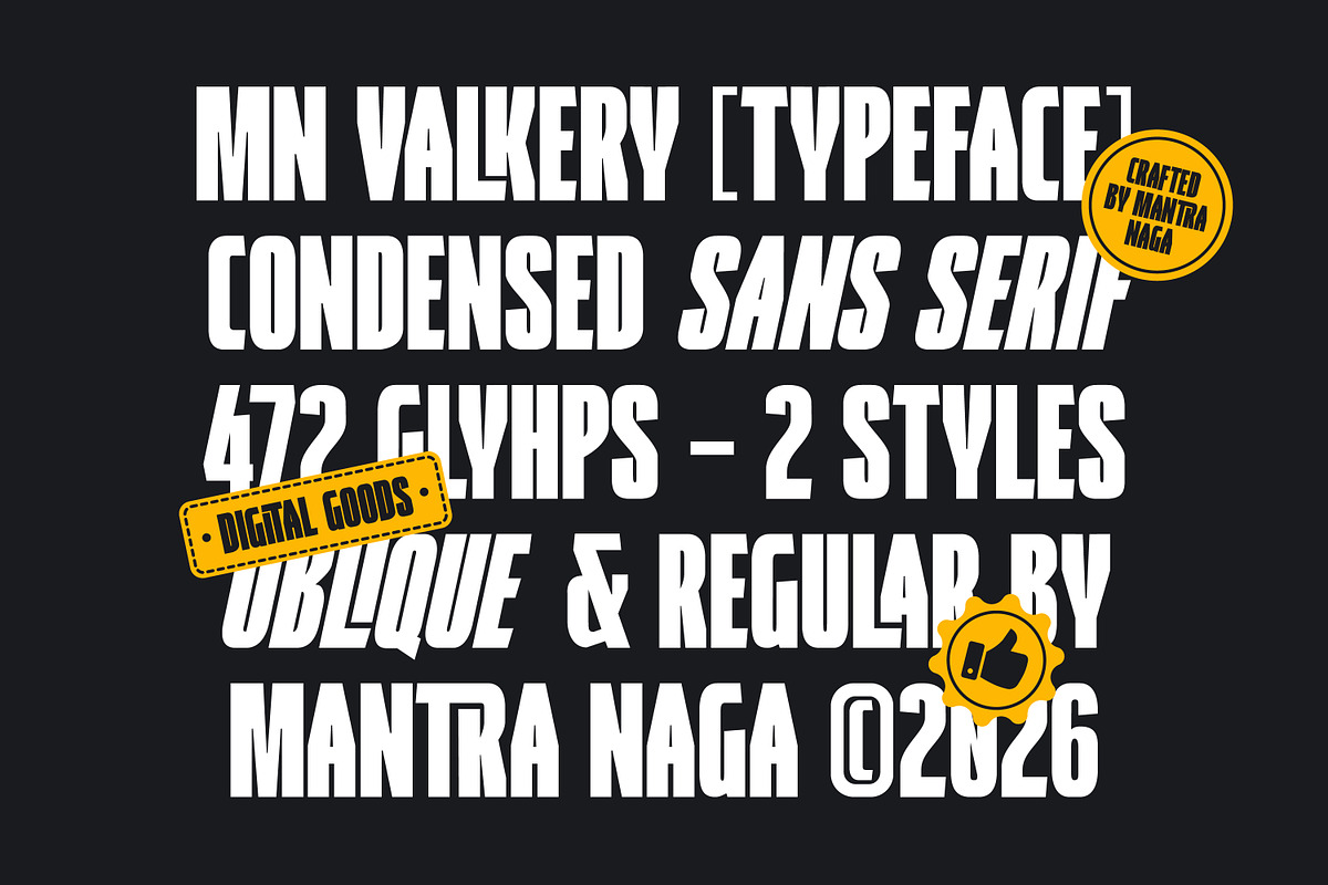 MN Valkery - Condensed Sans Serif, a Sans Serif Font by Mantra Naga (Photo 2 of 15)
