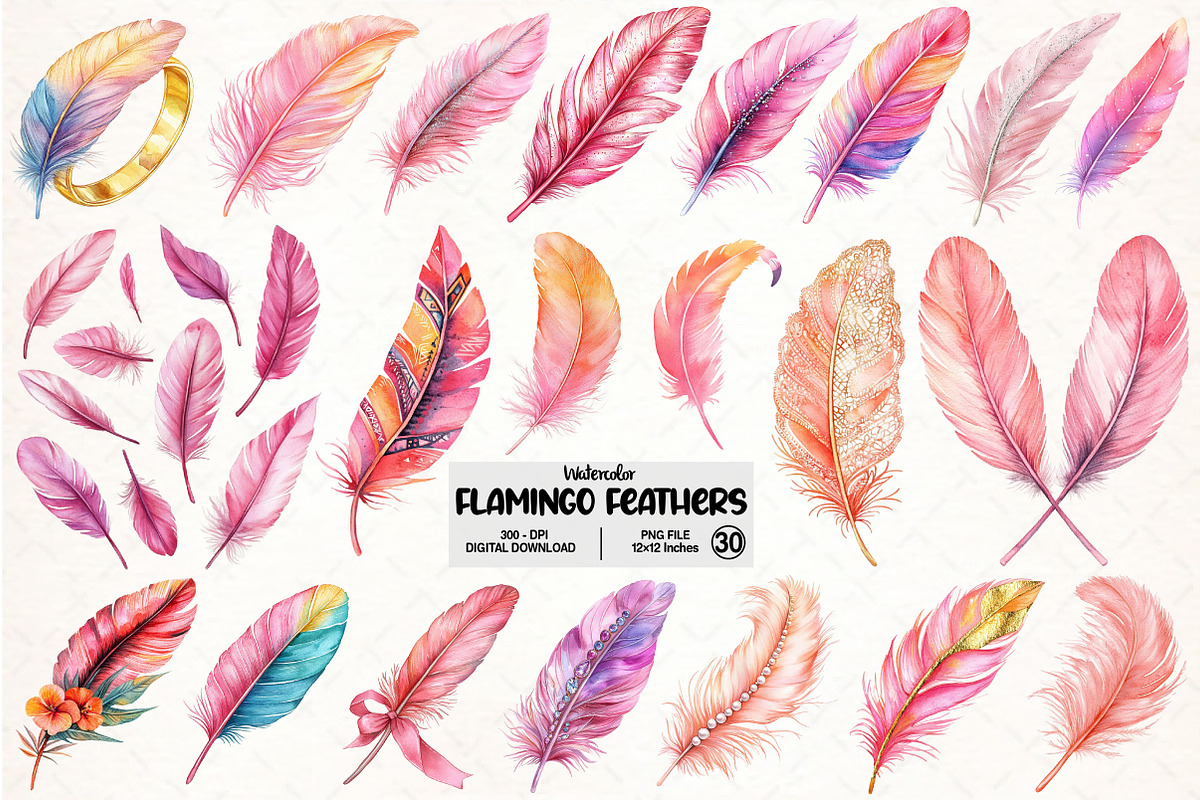 Feathers of Style, Flamingo Feathers, an Illustration by Pixels.Craft (Photo 1 of 7)