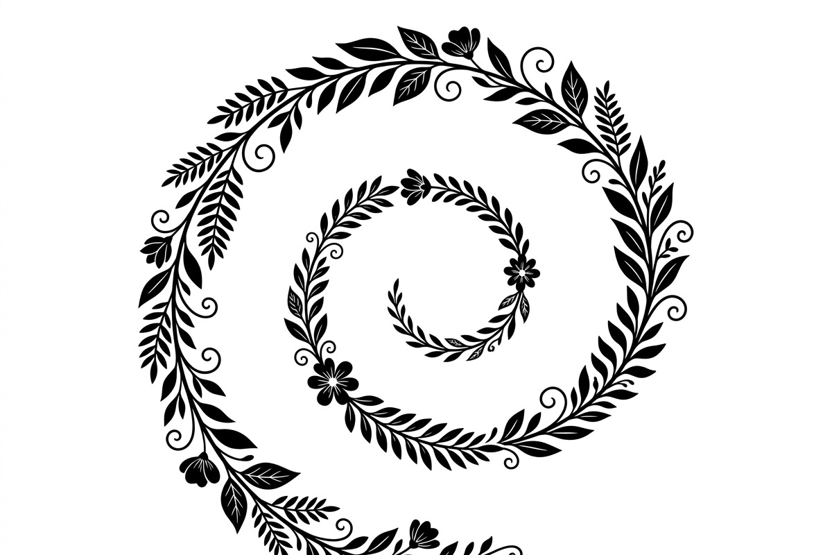50 Elegant Floral Leaf Spiral Frame, a Decorative Illustration by Amazin_art (Photo 19 of 25)
