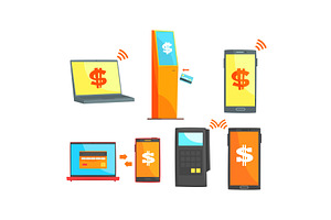 Payment System Vector Set. Online, a Technology Illustration by TopVectors