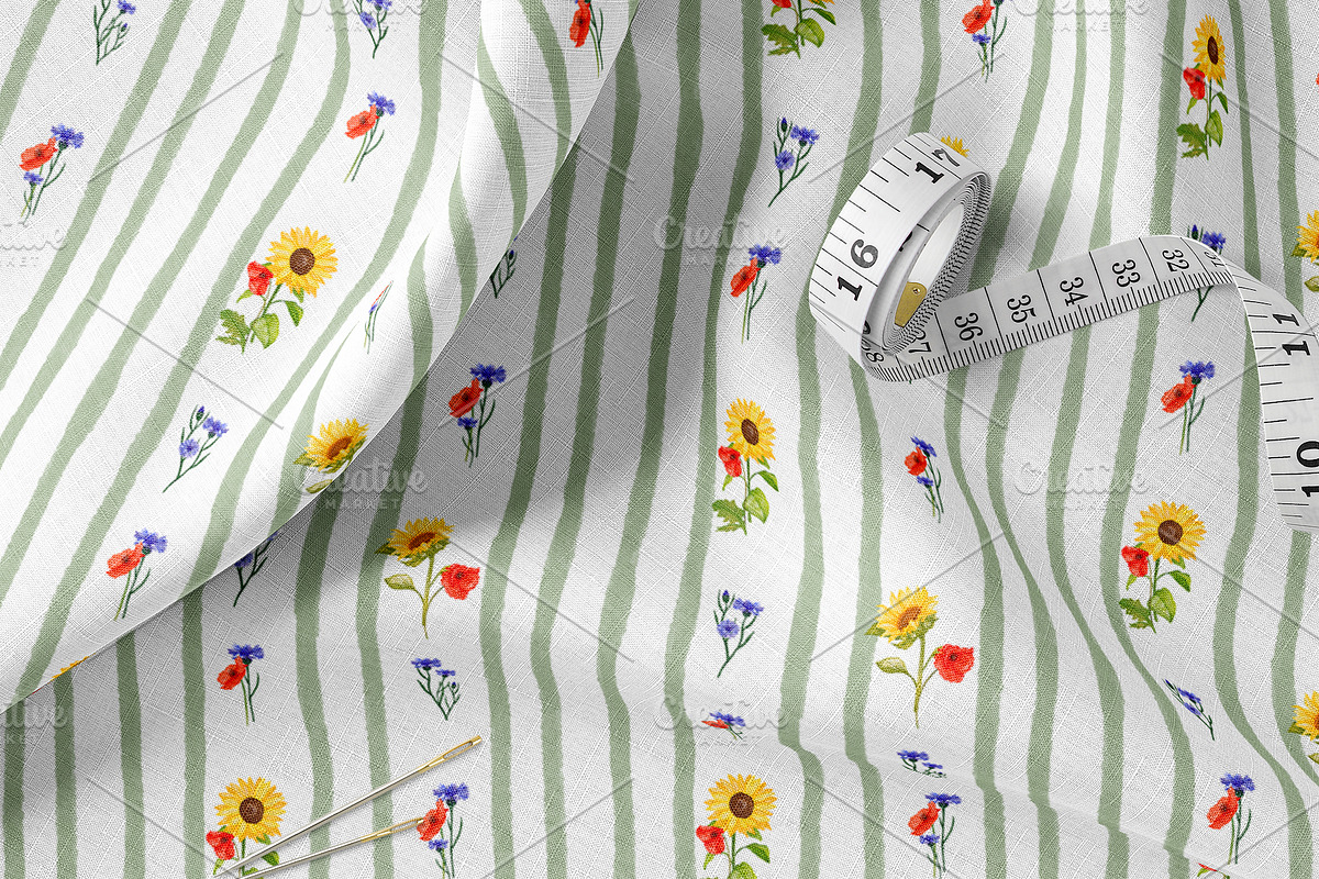 Wildflowers, stripes, checks bandle, a Pattern Graphic by Oksana Dovhopol Art (Photo 12 of 23)