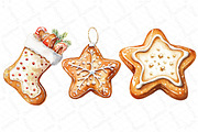 Watercolor Cute Christmas Gingerbrea, an Illustration by DreamPrint404 (Thumbnail 2 of 7)