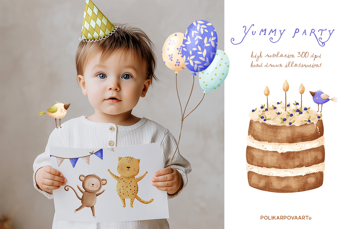 Yummy party - whimsy clipart, a Decorative Illustration by polikarpovaart (Photo 17 of 22)