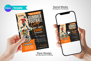 Canva Summer Football Camp Flyer