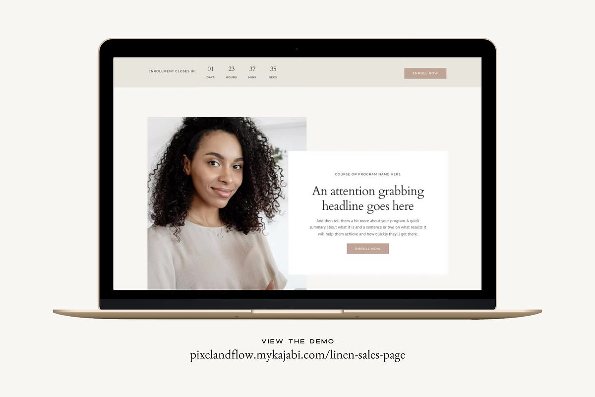 Kajabi Sales Page Template, a Landing Page Template by Pixel & Flow (Photo 2 of 8)