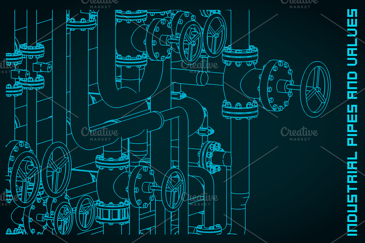 Industrial pipes and valves Set, an Illustration by Blacklight (Photo 1 of 6)