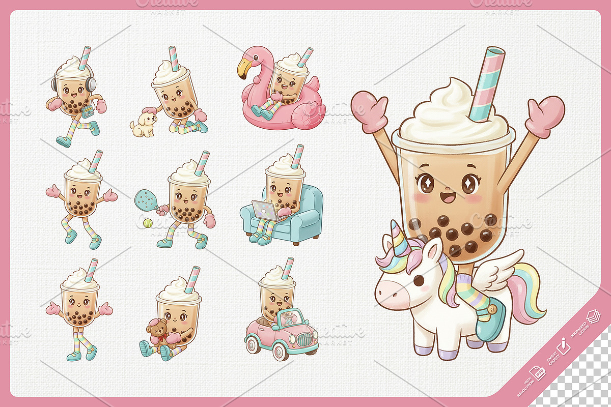 Sweet Cute Boba Fun Cartoon, a Food Illustration by Gohsantosa (Photo 4 of 4)