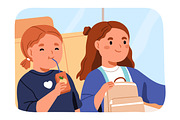 Daily routine of school girl kid set, a Person Illustration by Good Studio (Thumbnail 9 of 13)