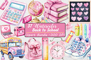Cute Girly Back to School Clipart Bu, an Illustration by DreamCafeArt (Thumbnail 1 of 7)