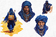 Berber Tuareg Man clipart set, a Person Illustration by ThatsDesignArt (Thumbnail 5 of 10)