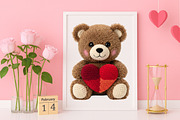 Faux Yarn Valentine Teddy Bear PNG, an Illustration by Canvas Craft (Thumbnail 3 of 7)