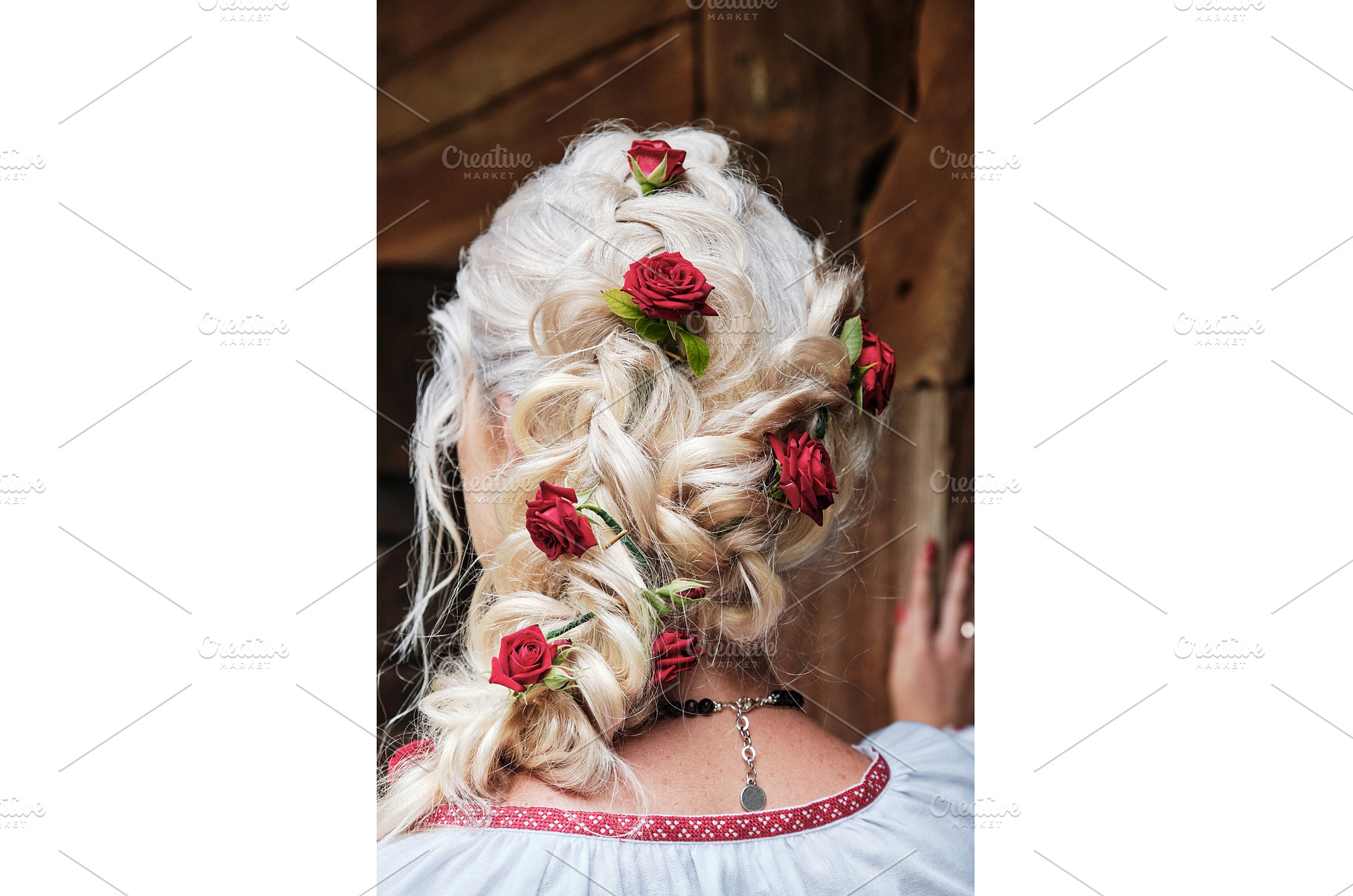 Bun Hairstyle With Red Roses. Bride, a Person Photo by Rohan Photography