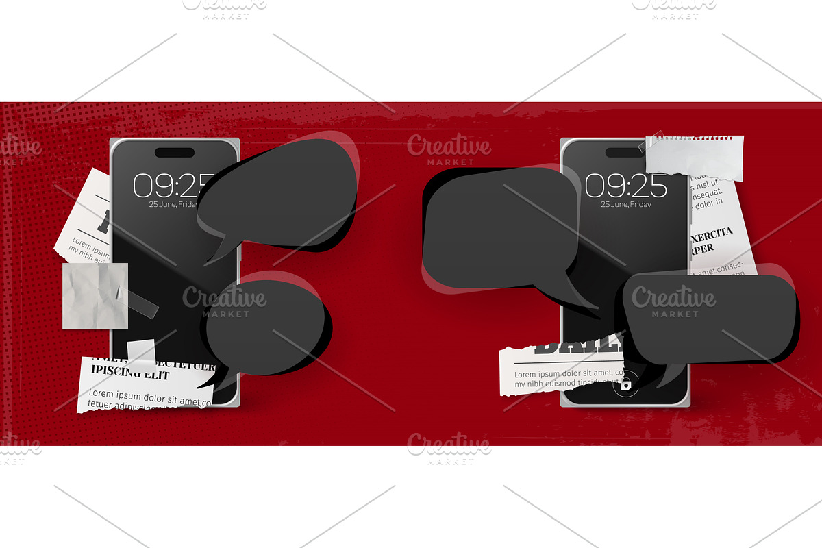Mobile phones with speech bubbles, a Technology Illustration by art PVP - market