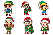 Cute Christmas Elf Clipart, an Illustration by CreationArt (Thumbnail 3 of 5)