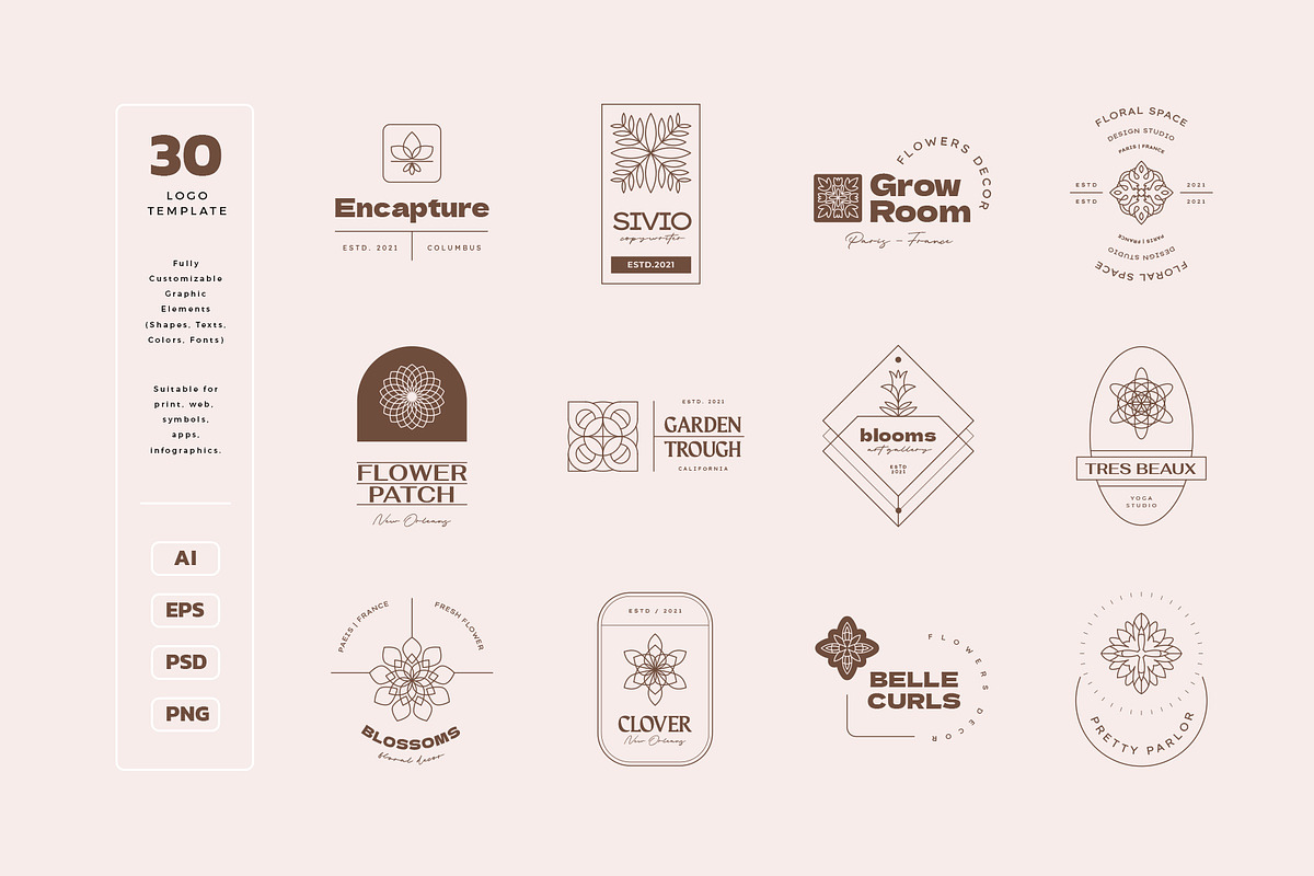 Geometry Floral Logo Kit, a Branding & Logo Template by KetteCreate (Photo 9 of 17)