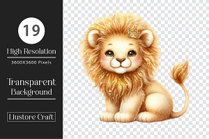 Cute Lion Watercolor Clipart