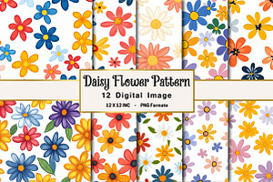Daisy Flower Seamless Pattern, an Illustration by OK Design
