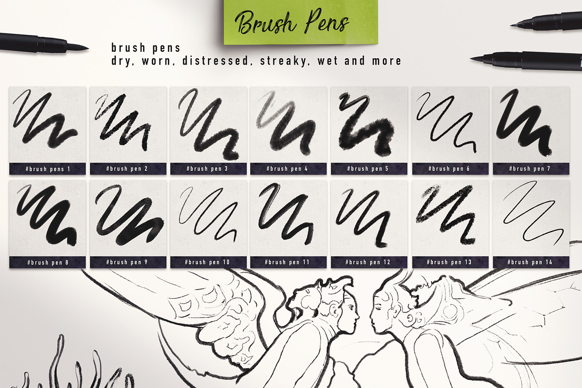 Brush Pack - Ink and Watercolor - PS, a Brush Add-On by ZiziMarket (Photo 3 of 8)