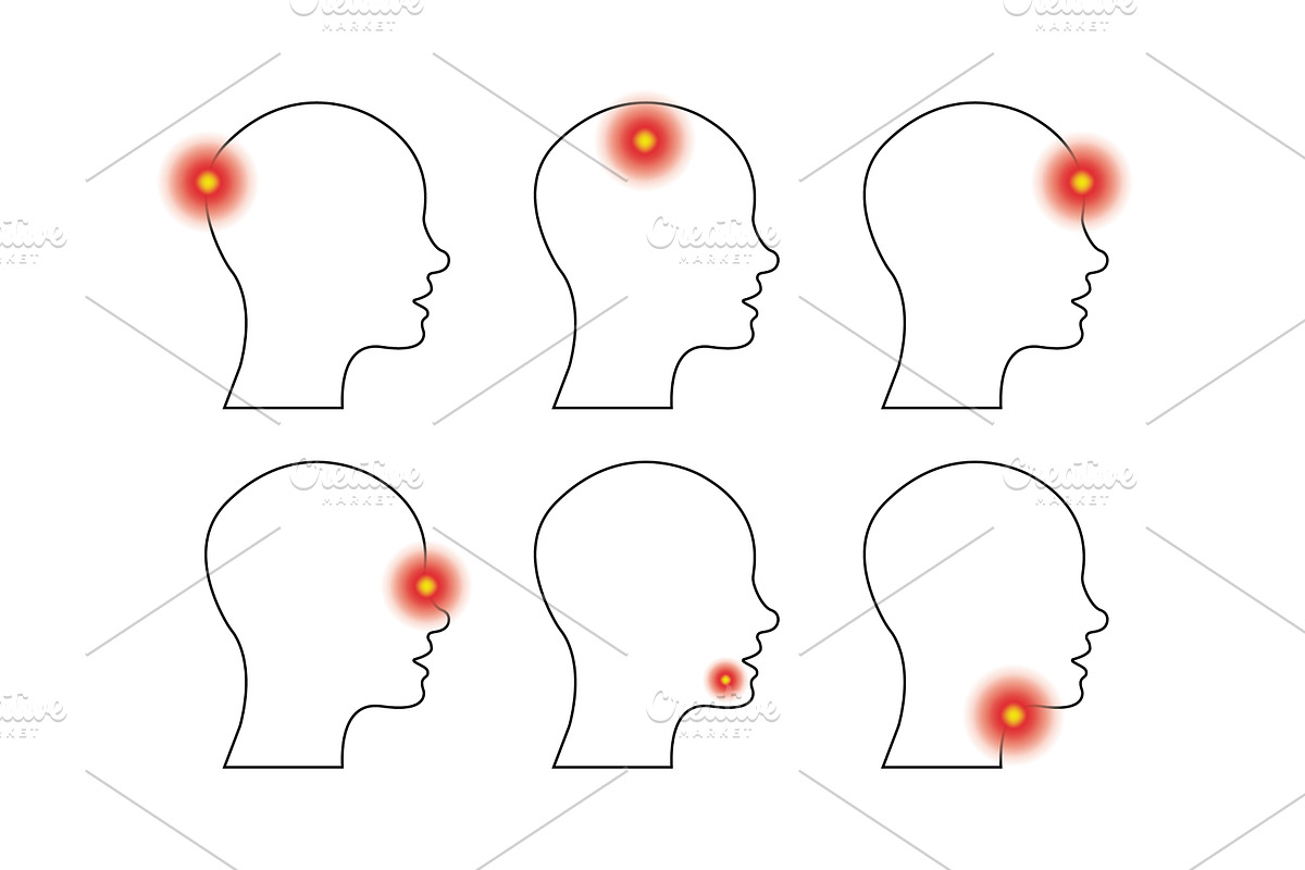 Type of headache and toothache, an Object Illustration by Vector Creator
