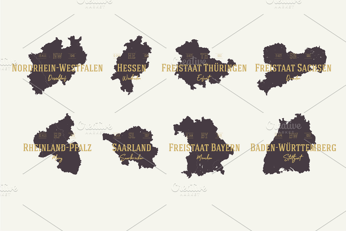 16 German states Maps, an Illustration by MaximGertsen (Photo 2 of 6)