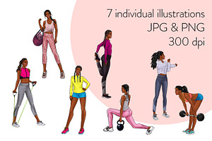 Active Girls 2 - Dark Skin Clipart