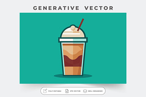 A creamy frappuccino topped with whi, a Graphic by Iftikhar Alam