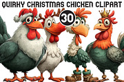 Quirky Christmas Chicken Clipart, an Illustration by Black Bird Studio (Thumbnail 1 of 6)