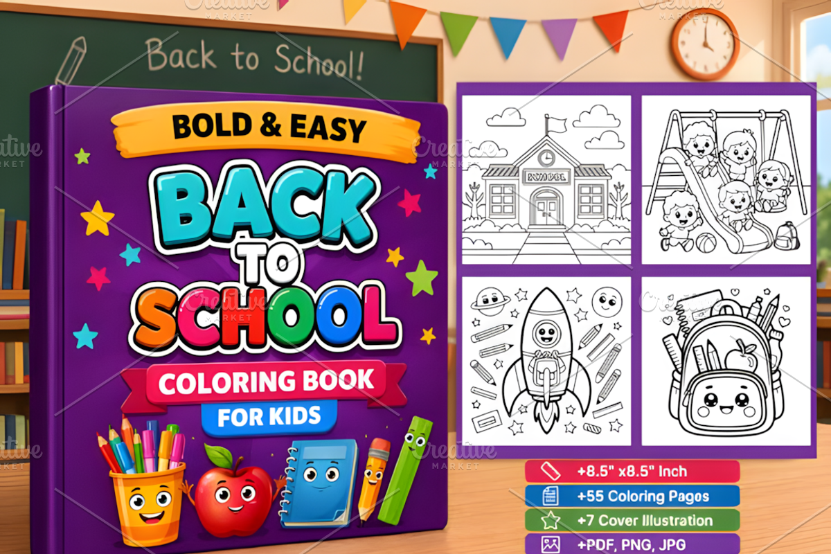 Bold & Easy Back to School Coloring, an Education Illustration by Coco Bloom (Photo 2 of 6)