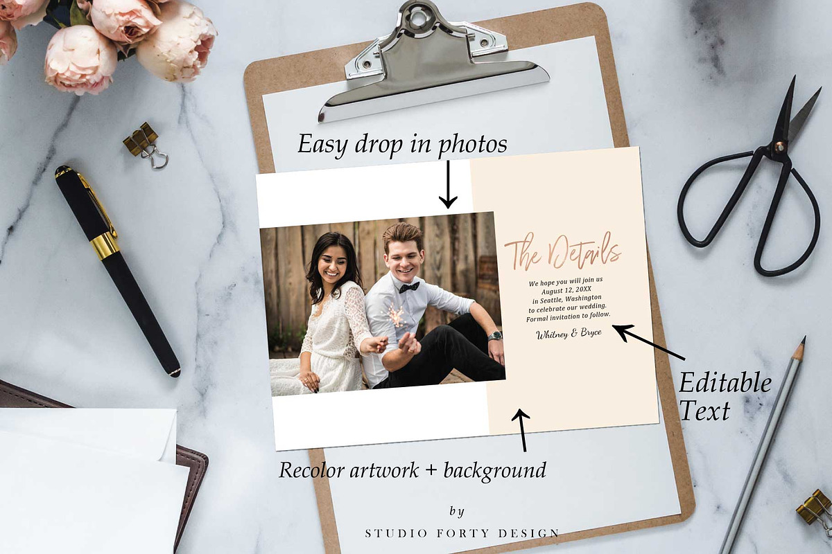 Copper Brush Save the Date SD106, an Invitation Template by Studio Forty Design (Photo 4 of 5)