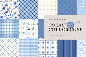 Cobalt Cottagecore.Seamless Patterns, a Pattern Graphic by oxygen_8