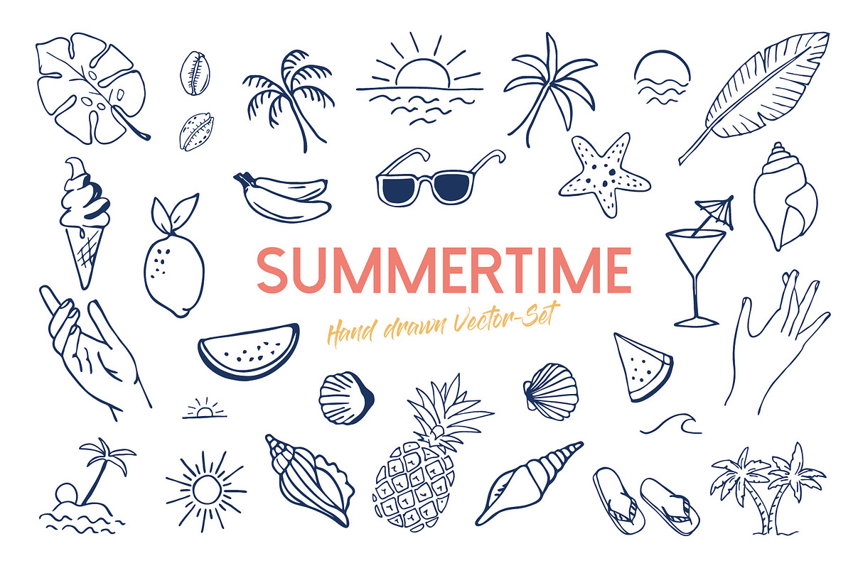 Summer Vacation hand drawn Vectors, an Illustration by Annakaroline (Photo 2 of 3)