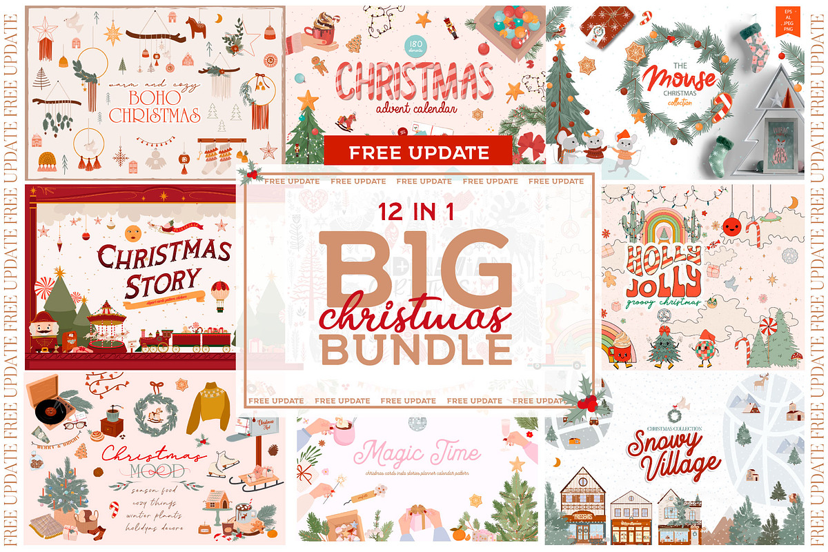 BIG Christmas BUNDLE, an Animal Illustration by Mio Buono (Photo 1 of 25)