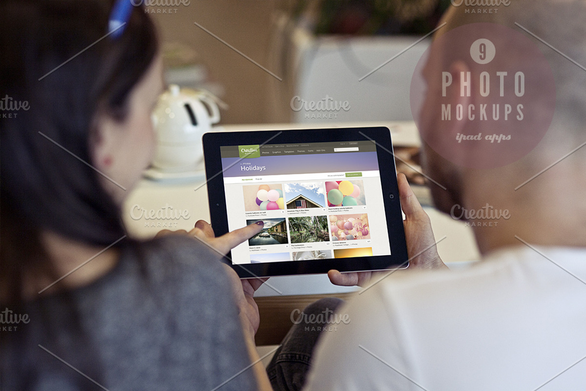 Couple using iPad - 9 photo mockups, an iPhone Mockup by show it better (Photo 2 of 5)