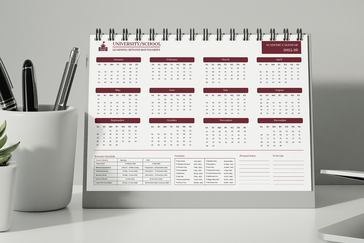 Academic Calendar 2025, a Stationery Template by MightyDesign (Photo 1 of 6)