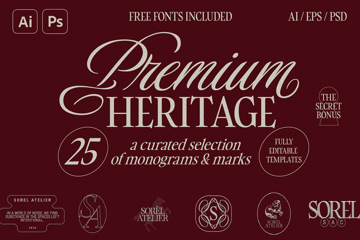 Premium Heritage Monogram & Marks, a Branding & Logo Template by Orca Design (Photo 1 of 12)
