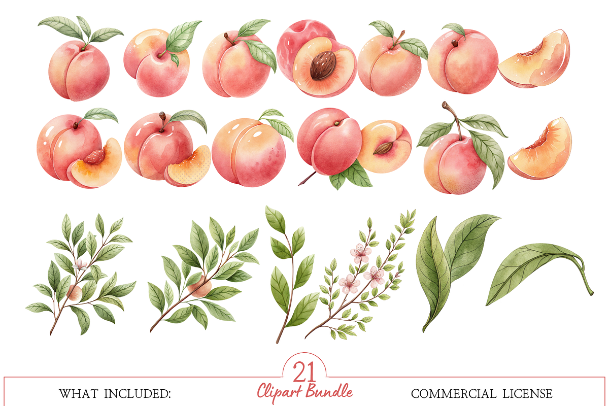 Sweet Little Peach Floral PNG Set, an Illustration by MockupWizard (Photo 2 of 4)