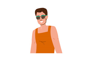 Smiling man wearing sunglasses and, a Person Illustration by pikepicture