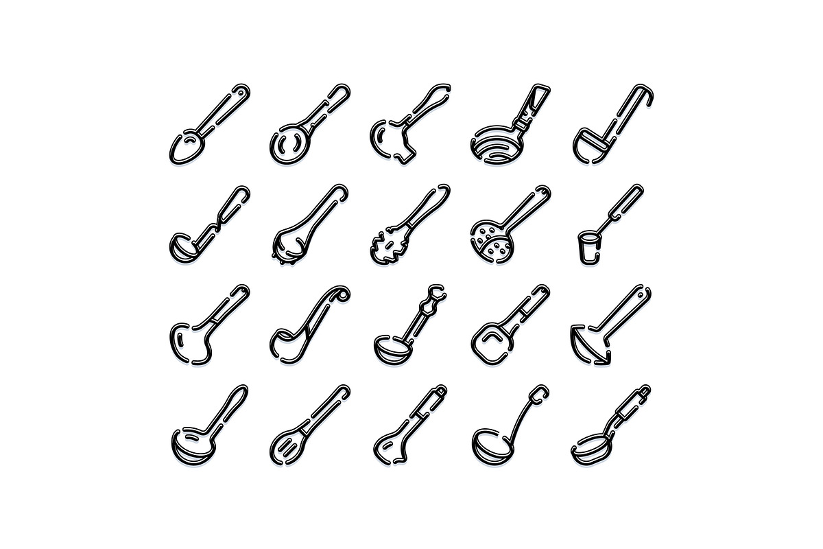 Kitchen ladles and spoons outline, an Object Graphic by pikepicture (Photo 1 of 3)