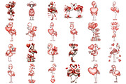 Funny Valentines Flamingo Clipart, an Illustration by designcity5 (Thumbnail 2 of 5)