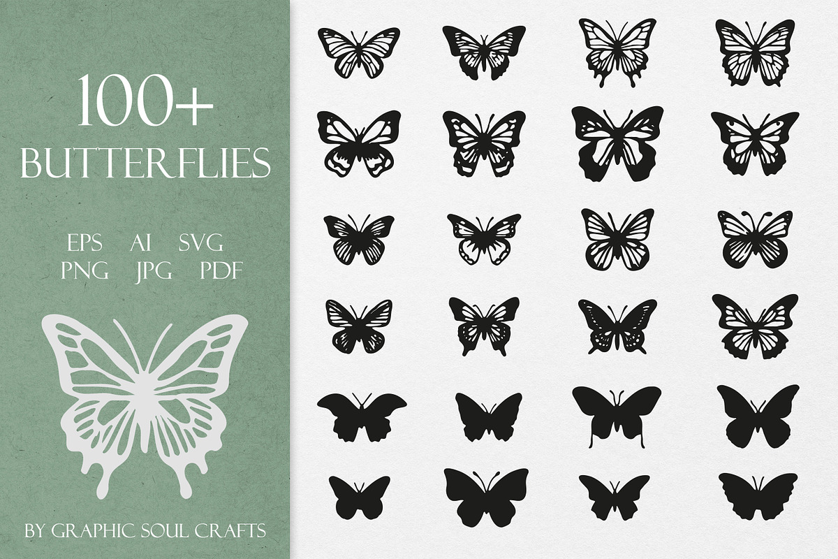 Butterfliy Line art & Silhouette SVG, an Object Graphic by Graphic Soul (Photo 1 of 3)