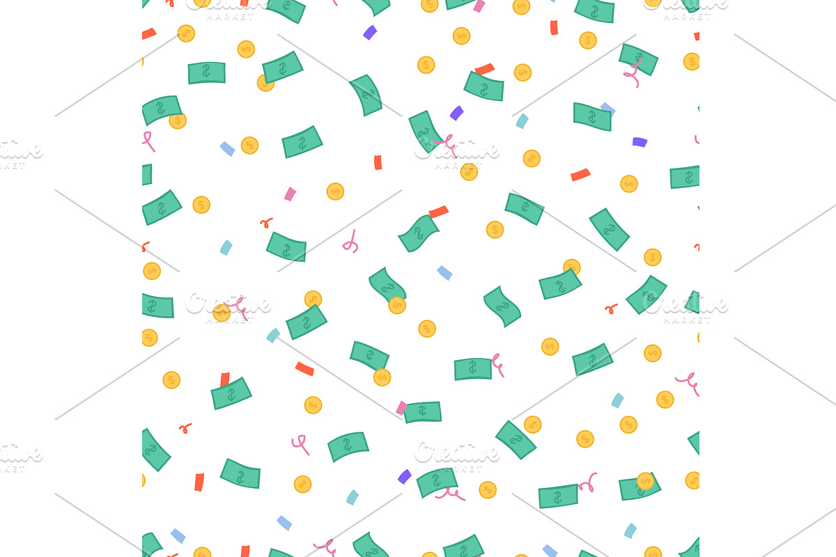 Falling money seamless pattern, a Finance Illustration by Valerie Bodnar